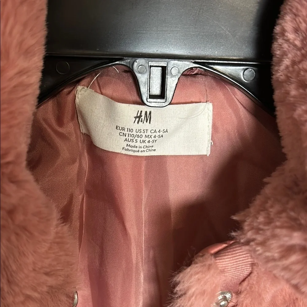 H&M Kids Dusty Pink Faux Fur Coat